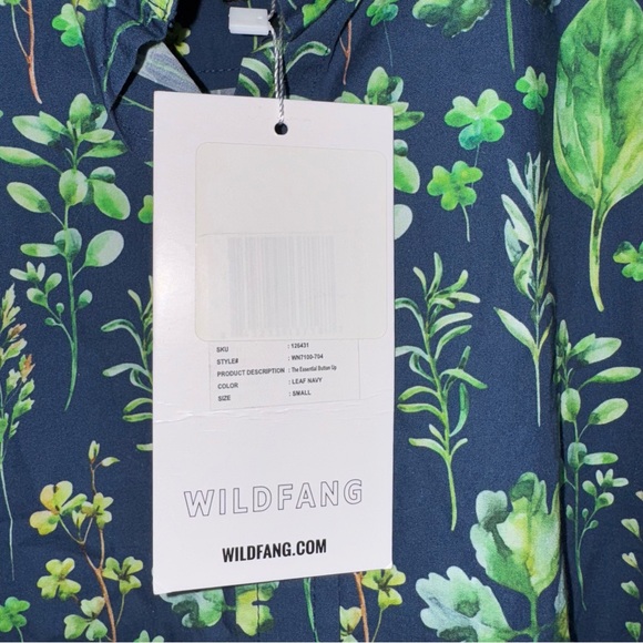 NWT Wildfang The Essential Button Up Floral Shirt Green Blue S Leaf - Picture 6 of 9